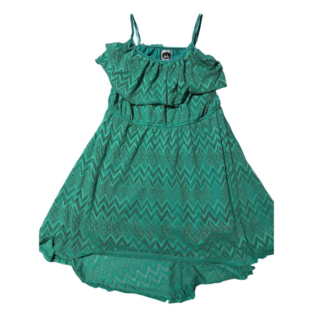 Deb Women’s XL Turquoise Teal Lace Crochet Fit & Flare Dress